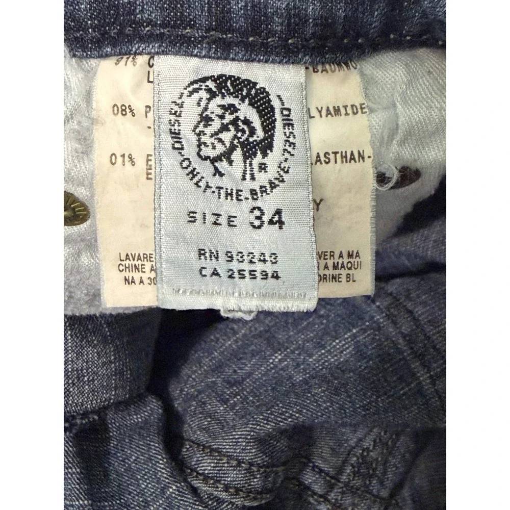 Diesel Jeans 34 Men Dark Blue Wash Regular Straight Raw Hem Italy